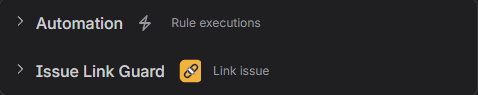 The Issue Link Guard section in the issue's right-hand panel, collapsed